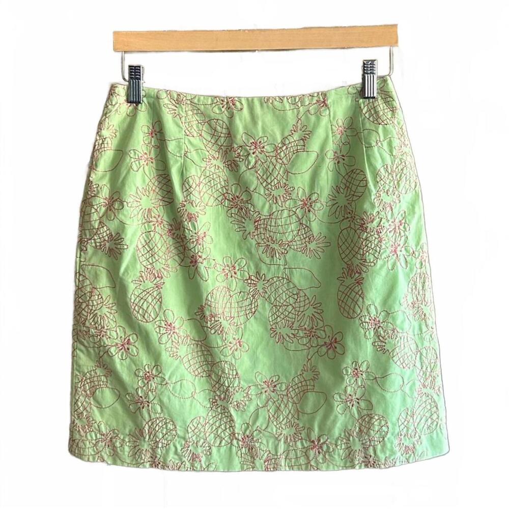 Lilly Pulitzer Women's Lt Green Embroidered Skirt Size 6